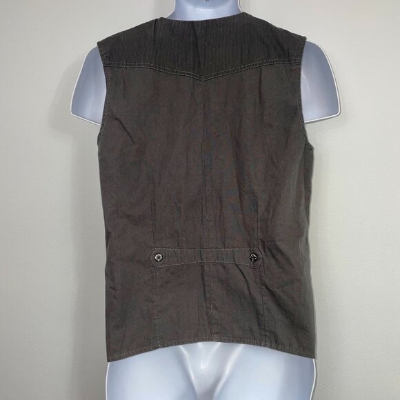 Vintage Cotton Vest Mens S Gray Sleeveless 4 Button - Picture 7 of 12